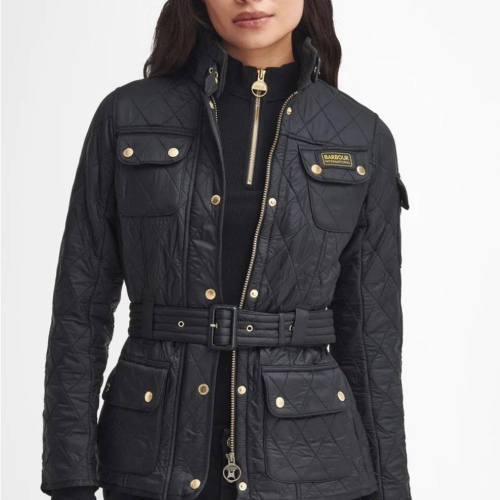 Barbour Tourer International Womens Polarquilt Jacket in Black/Black $260